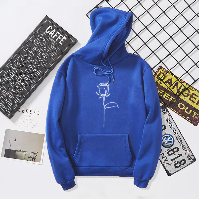 Graffiti Print Fleece Hoodie – Women's Loose Rock Style Pullover Sweatshirt