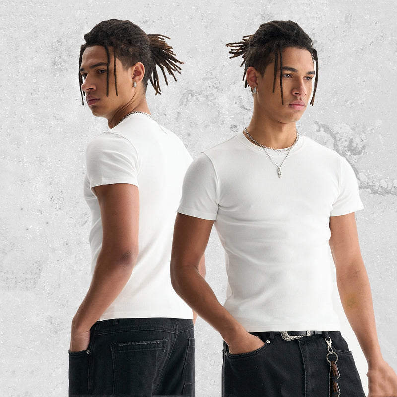 Men's Ribbed Slim Fit Short Sleeve T-Shirt