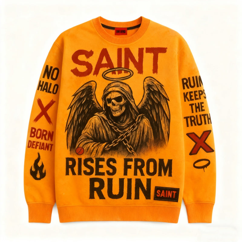 Mens Oversized, Loose-fit Pullover Sweatshirt With Long Sleeves