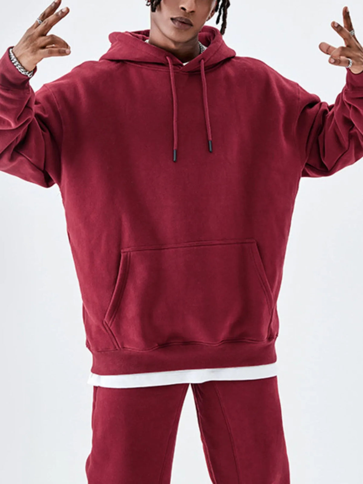 Men's Drawstring Drop Shoulder Hoodie