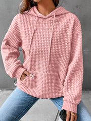 Full Size Textured Kangaroo Pocket Hoodie Plus Size