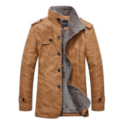 Men's Fashion Lapel Plush Leather Jacket.