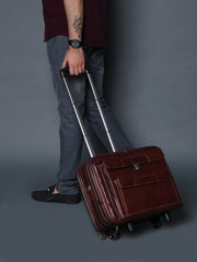 Wanderer Leather Trolly Suitcase Bag.