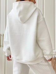 Full Size Textured Kangaroo Pocket Hoodie Plus Size