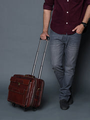 Wanderer Leather Trolly Suitcase Bag.