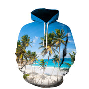 Beach Maple Leaf Couples Casual Hoodies for Men