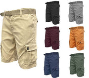 Weiv Mens Belted Cargo Shorts with Belt.