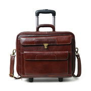 Wanderer Leather Trolly Suitcase Bag.