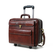 Wanderer Leather Trolly Suitcase Bag.
