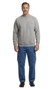 Mens 3-Pocket Fleece Sweatshirt with Raglan Seams, Chest Pocket and Tagless Neck.