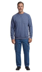 Mens 3-Pocket Fleece Sweatshirt with Raglan Seams, Chest Pocket and Tagless Neck.