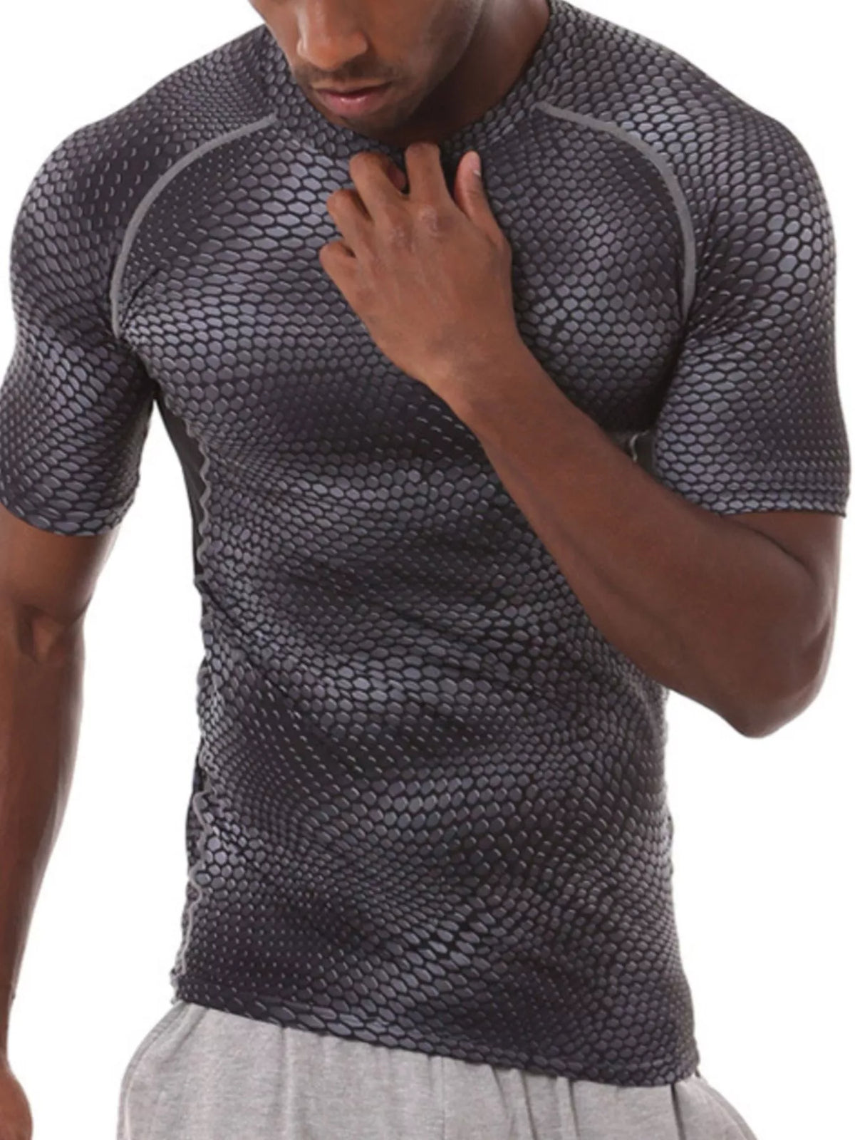 Men's Compression Fit Snake Print Active T-Shirt