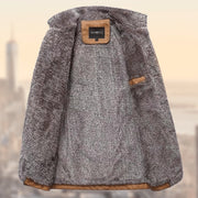 Men's Fashion Lapel Plush Leather Jacket.