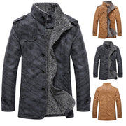 Men's Fashion Lapel Plush Leather Jacket.