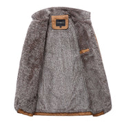Men's Fashion Lapel Plush Leather Jacket.
