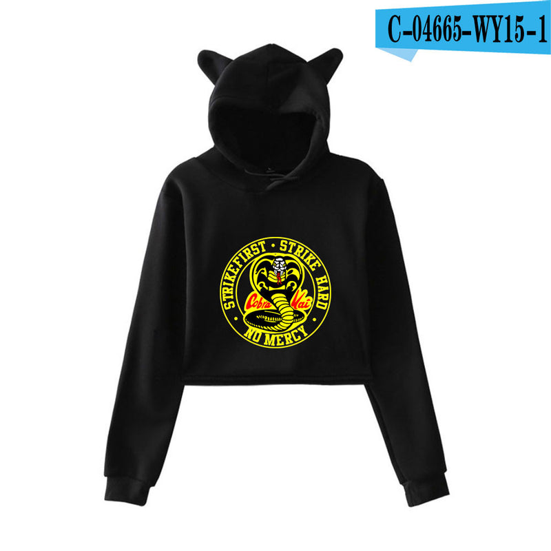 Cobra Kai Graphic Print Cropped Sweatshirt
