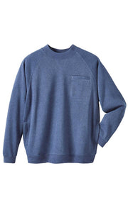Mens 3-Pocket Fleece Sweatshirt with Raglan Seams, Chest Pocket and Tagless Neck.