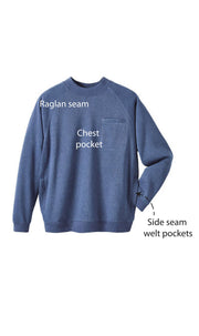 Mens 3-Pocket Fleece Sweatshirt with Raglan Seams, Chest Pocket and Tagless Neck.