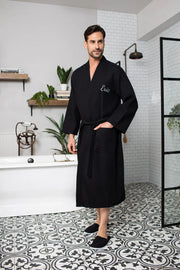 Waffle Spa Bathrobe for Men -  Absorbent, Lightweight.