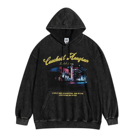 American Street Fashion Brand Distressed Leisure Couple Hoodies Vintage