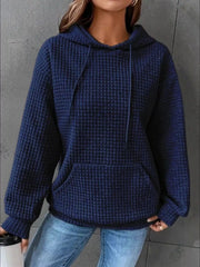 Full Size Textured Kangaroo Pocket Hoodie Plus Size