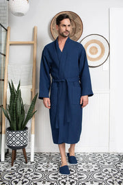Waffle Spa Bathrobe for Men -  Absorbent, Lightweight.