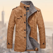 Men's Fashion Lapel Plush Leather Jacket.