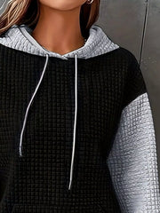 Full Size Textured Kangaroo Pocket Hoodie Plus Size