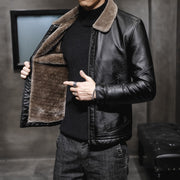 Men's Winter Leather Jacket with Fleece Lining (Single) - # BOAA131010003.