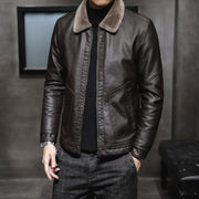 Men's Winter Leather Jacket with Fleece Lining (Single) - # BOAA131010003.