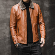 Men's Winter Leather Jacket with Fleece Lining (Single) - # BOAA131010003.