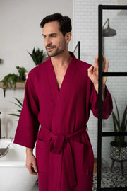 Waffle Spa Bathrobe for Men -  Absorbent, Lightweight.