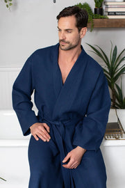 Waffle Spa Bathrobe for Men -  Absorbent, Lightweight.