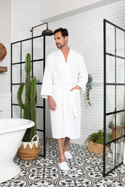 Waffle Spa Bathrobe for Men -  Absorbent, Lightweight.