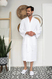 Waffle Spa Bathrobe for Men -  Absorbent, Lightweight.